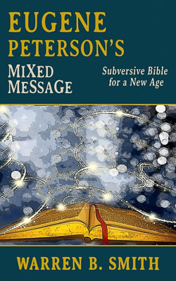 Link to article and cover with shades of green, blue, grey and white, with open bible and whispy sparkles and balls of white light